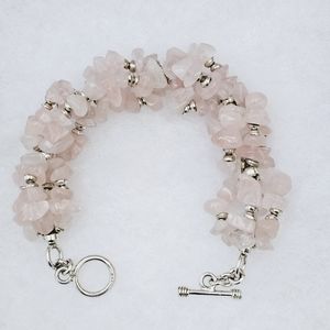FINAL Silpada Sterling Silver Chunky Rose Quartz Bracelet B0929 RARE